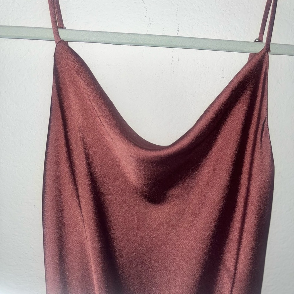 Emmerson Rusty Rose Satin Sleeveless Cowl Neck Bodysuit